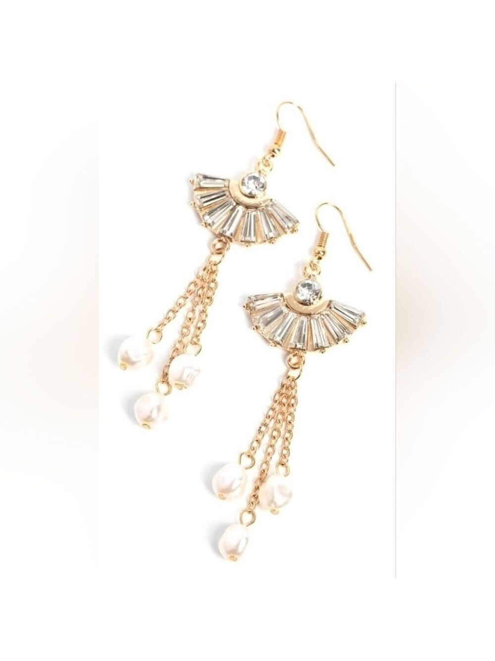 5pc Gold Rhinestone & Baroque Pearl Jewelry Set | Layered Necklace Set - Picture 5 of 10